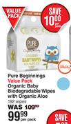 Pure Beginnings Value Pack Organic Baby Biodegradable Wipes With Organic Aloe 1920 Wipes-Per Pack