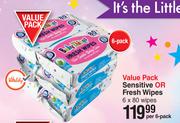 Baby Things Value pack Sensitive Or Fresh Wipes 6 x 80 Wipes-Per Pack