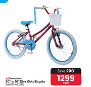 Raleigh 20" Or 16" Diva Girls Bicycle-Each