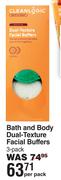 Clean Logic Bath & Body Dual Texture Facial Buffers 3 Pack-Per Pack