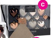 16 Piece Decorative Heart Shaped Baubles