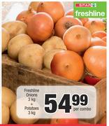 Spar Freshline Onions 3Kg + Potatoes 3Kg-Per Combo