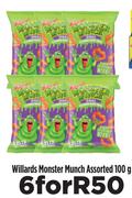 cWillards Monster Munch Assorted-For 6 x 100g