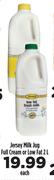 Jersey Milk Jug Full Cream Or Low Fat-2Ltr Each