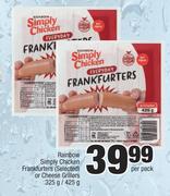 Rainbow Simply Chicken Frankfurters (Selected) Or Cheese Grillers-325g/ 425g Per Pack