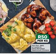 Peri-Peri, BBQ Or Lemon & Herb Marinated Spatchcock Chickens-Per Kg