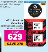 HP 652 2 Black Ink Value Pack