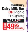 Cadbury Dairy Milk Bar Or Picnic-117.2g/128g Per Pack
