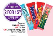 Beacon Niki Or Nosh Or TV Bar Or Jungle Energy Bar Assorted-40/47g Each