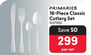 Primaries 16 Piece Classic Cutlery Set-Per Set