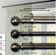 28/32mm Single & Double Expanding Rod Sets Single Black,Brushed Silver,Brushed Bronze