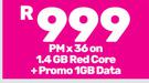 2 x Apple iPhone 14-On 1.4GB Red Core + Promo 1GB Data