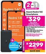 2 x Xiaomi Redmi 14C Smartphone-On 1.4GB Red Core + Promo 1GB Data