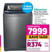 Hisense 18Kg Top Loader Washing Machine