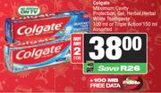 Colgate Cavity Protection, Gel, Herbal, Herbal White 100ml /Triple Action Toothpaste 150ml-For Any 2