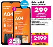 Samsung Galaxy A04 Smartphone-On 1.2GB Red Top Up Core More Data