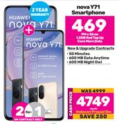 2 x Huawei Nova Y71 Smartphone-On 1.2GB Red Top Up Core More Data