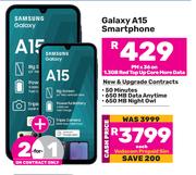 2 x Samsung Galaxy A15 Smartphone-On 1.3GB Red Top Up Core More Data