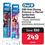 Oral-B DB5 Kids Disney Princess Or Marvel Spiderman Toothbrush-Each