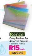 Kenzel Carry Folders A4 Assorted Colours-Each