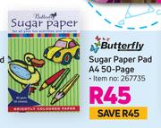Butterfly Sugar Paper Pad A4 50 Page