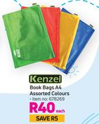 Kenzel Book Bags A4 Assorted Colours-Each