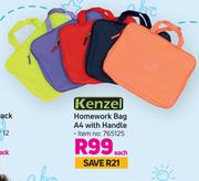 Kenzel Homework Bag A4 With Handle-Each