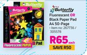 Butterfly Fluorescent Or Black Paper Pad A4 50 Page-Each