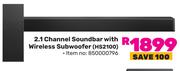 Hisense 2.1 Channel Soundbar With Wireless Subwoofer HS2100