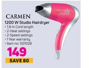 Carmen 1200W Studio Hairdryer