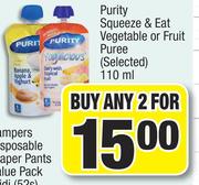 Purity Squeeze & Eat Vegetable Or Fruit Puree-2 x 110ml