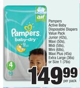 Pampers Active Baby Disposable Diapers-Per Pack