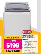 Defy 13Kg Top Loader Washing Machine Metallic