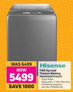 Hisense 13Kg Top Load Titanium Washing Machine WTX1302T