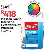 Plascon Polvin Interior & Exterior Paint (White)-5Ltr