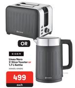 Eiger Linea Nero 2 Slice Toaster Or 1.7L Kettle-Each