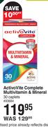 ActivoVite Complete Multivitamin & Mineral-30 Capsules