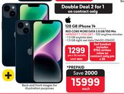 2 x Apple 14 iPhone 128GB-On 2.6GB Red Core More Data/100 Min