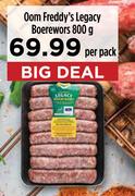 Oom Freddy's Legacy Boerewors-800g Per Pack