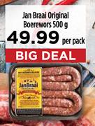 Jan Braai Original Boerewors-500g Per Pack