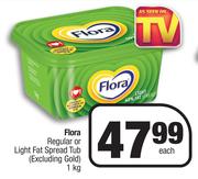 Flora Regular Or Light Fat Spread Tub (Excluding Gold)-1Kg Each