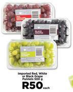 Imported Red, White Or Black Grape Punnets-500g Each