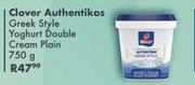 Clover Authentikos Greek Style Yoghurt Double Cream Plain-750g