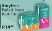 Stayfree Pads & Liners-8s & 10s
