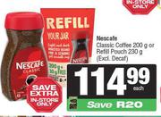 Nescafe Classic Coffee 200g Or Refill Pouch 230g-Each