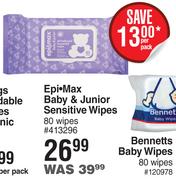 Epi-Max Baby & Junior Sensitive Wipes-80 Wipes Per Pack