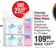 Cherubs Baby Wipes Value Pack-6 x 72 Wipes Per Pack