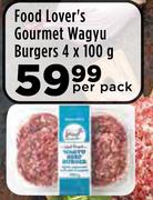 Food Lover's Gourmet Wagyu Burgers-4 x 100g Per Pack