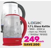 Logik 1.7L Glass Kettle-Each