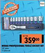 Midas Professional Tools Socket Set 3/8" Drive 11 Piece Set SK11M